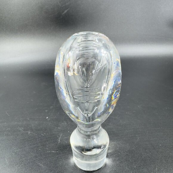 Vintage Decanter Stopper Clear Crystal Heavy Artist Signed Bottle Stopper Decor - Picture 11 of 15